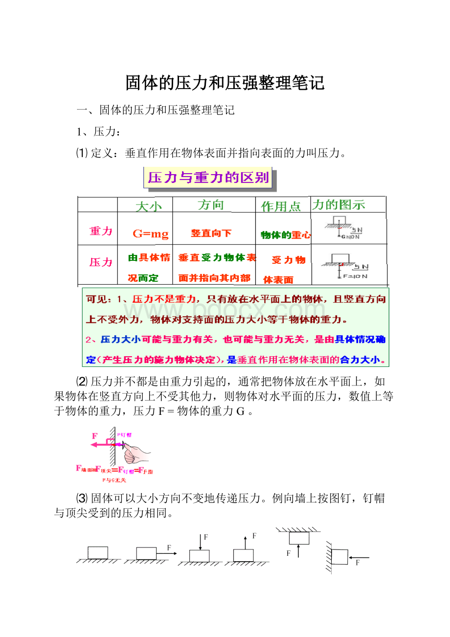 固体的压力和压强整理笔记.docx