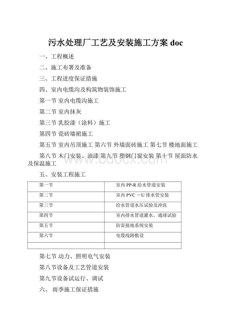 污水处理厂工艺及安装施工方案doc.docx_第1页