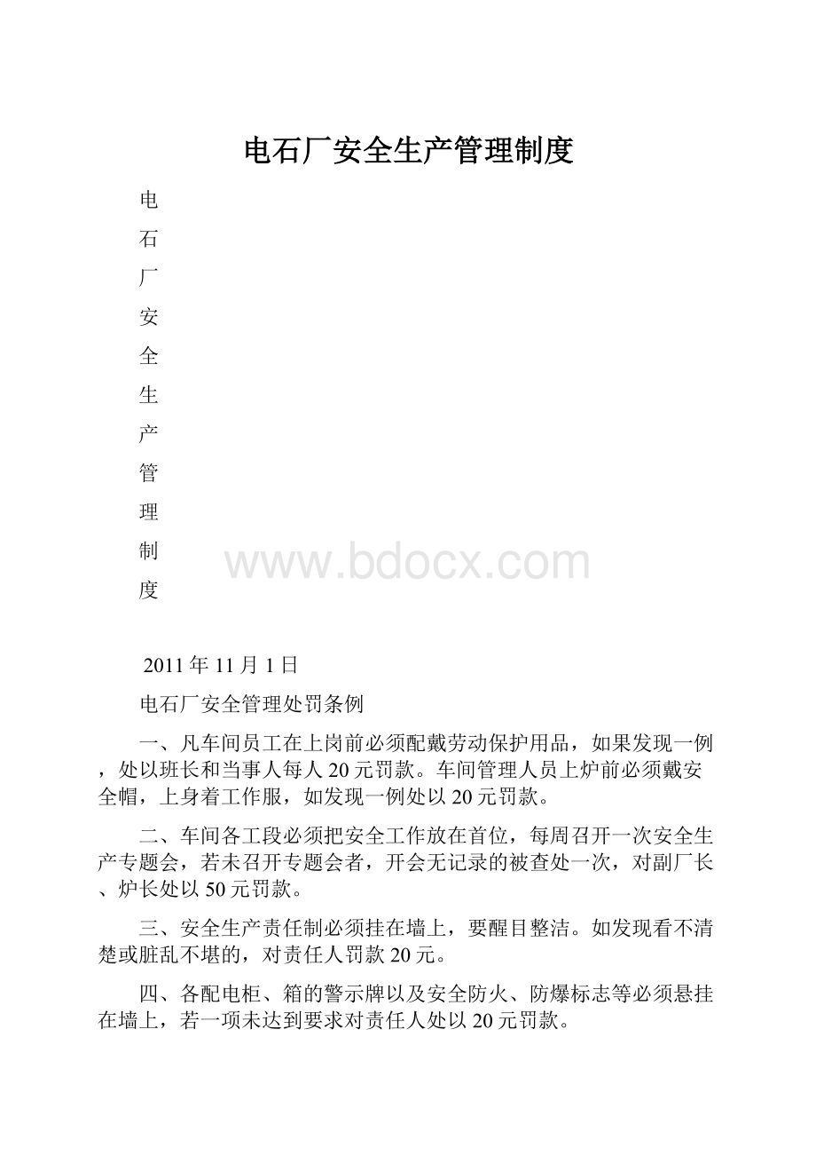 电石厂安全生产管理制度.docx