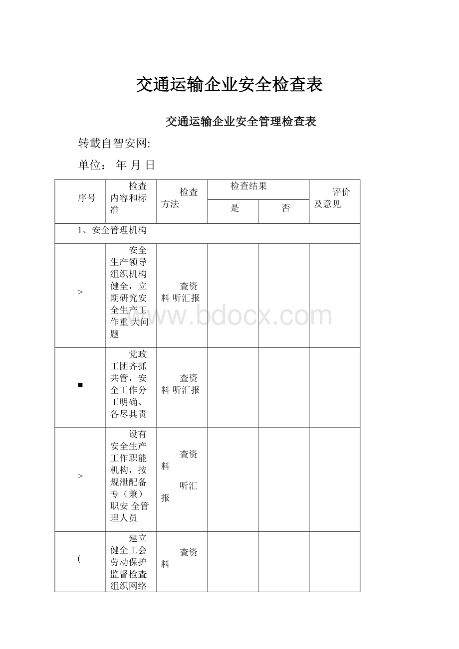 交通运输企业安全检查表.docx