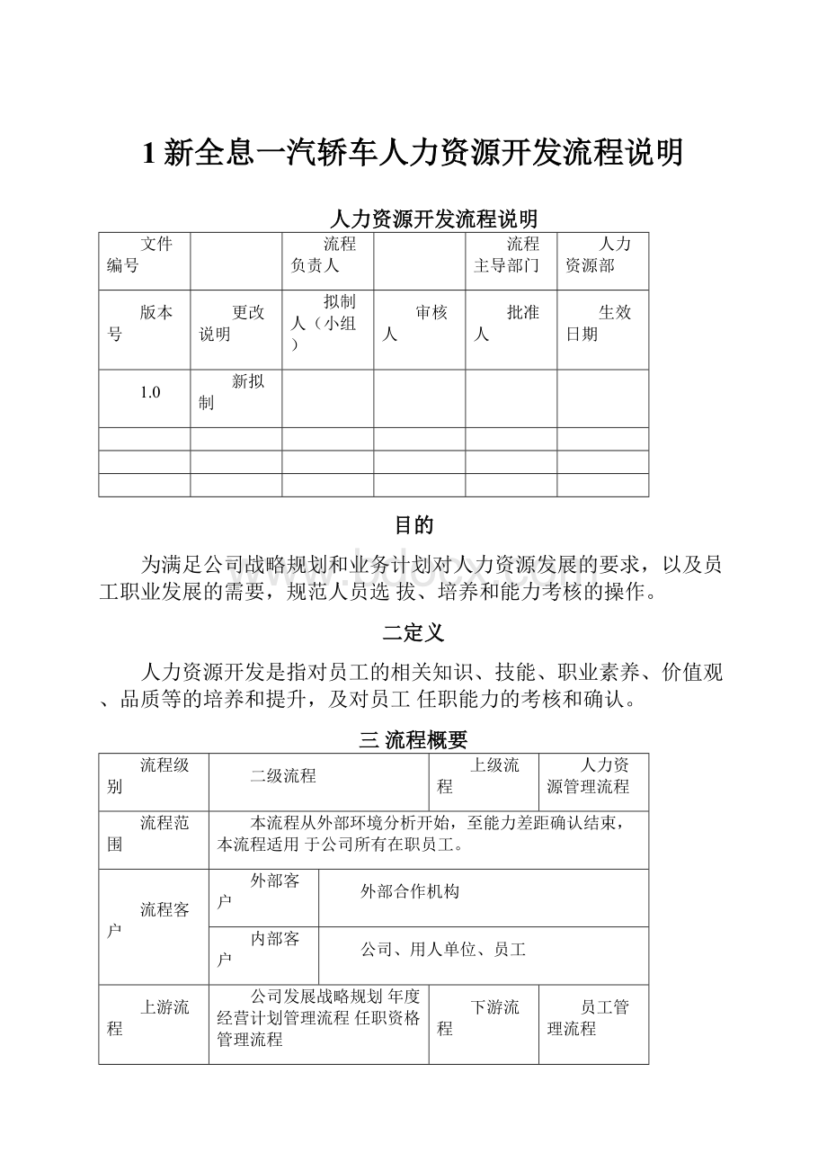 1新全息一汽轿车人力资源开发流程说明.docx