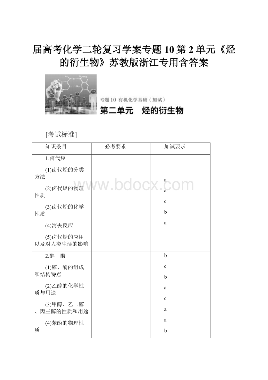 届高考化学二轮复习学案专题10第2单元《烃的衍生物》苏教版浙江专用含答案.docx