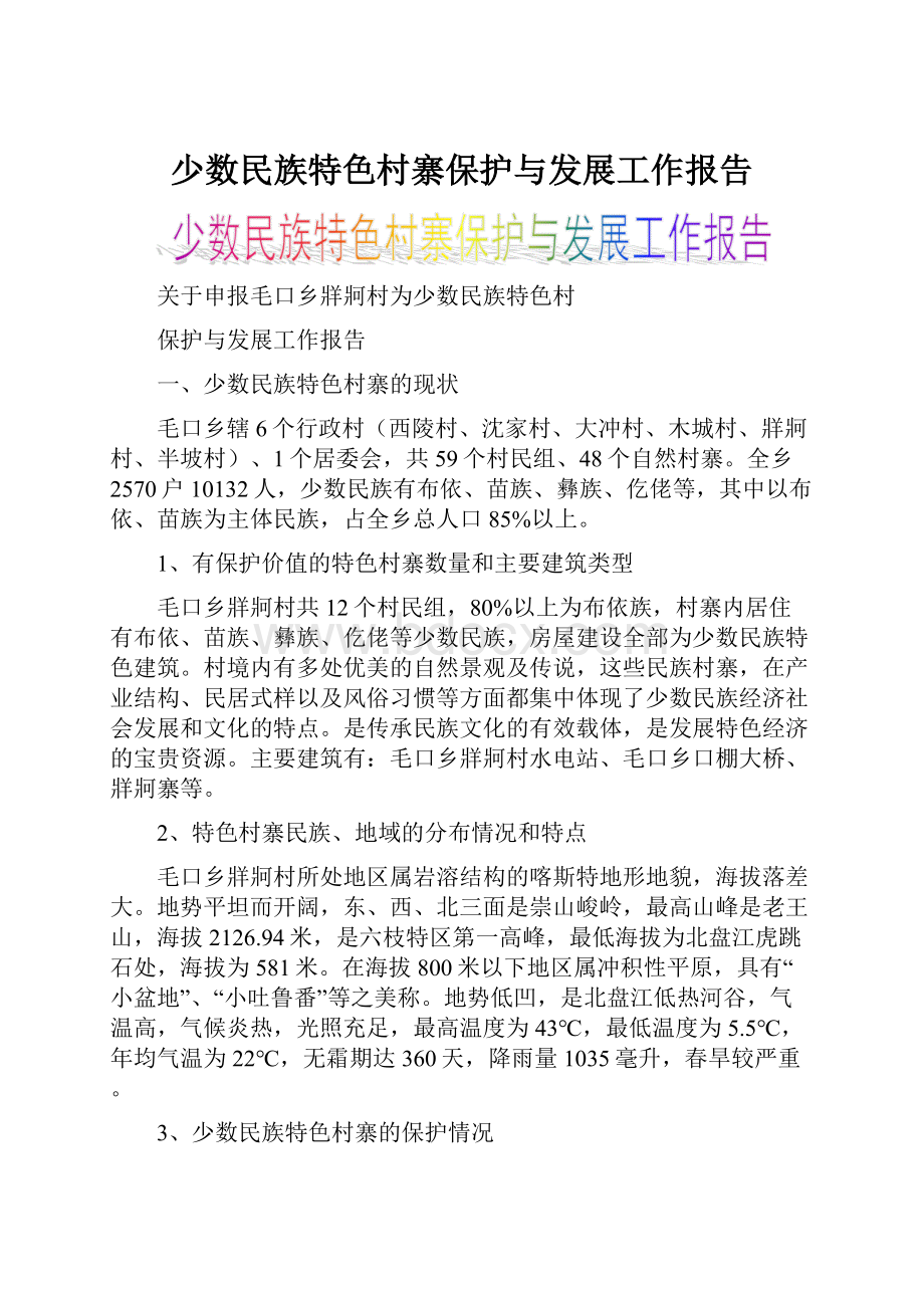 少数民族特色村寨保护与发展工作报告.docx