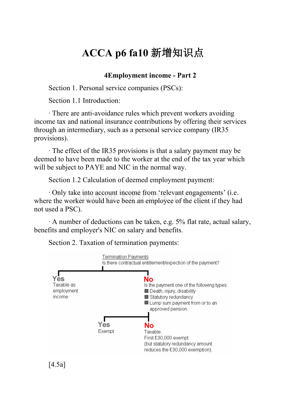 ACCA p6 fa10 新增知识点.docx