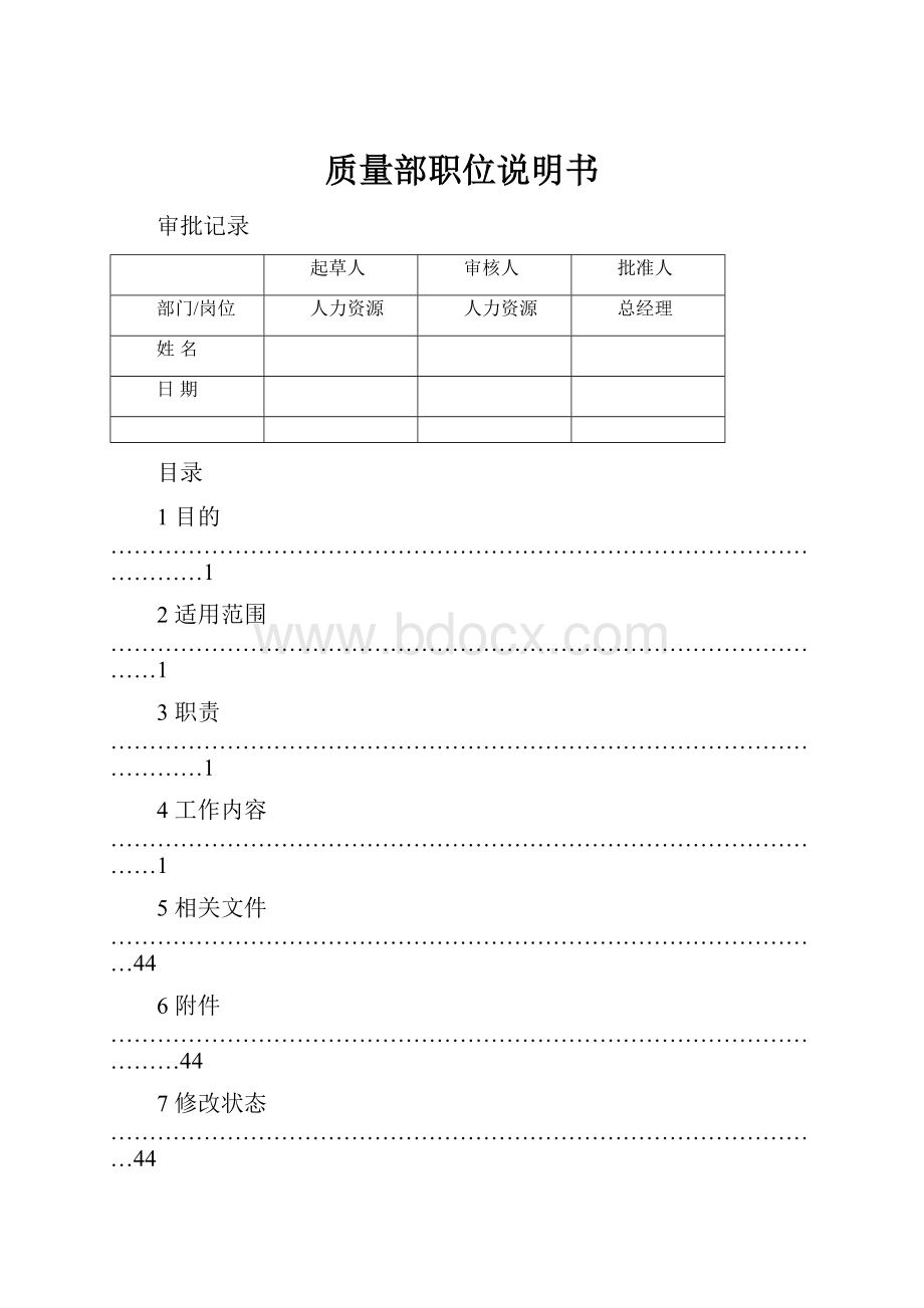 质量部职位说明书.docx