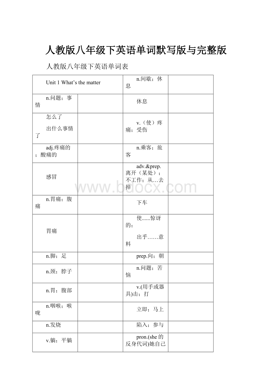 人教版八年级下英语单词默写版与完整版.docx