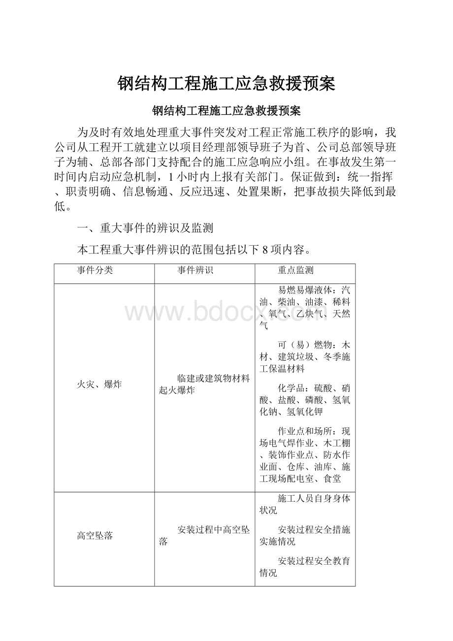 钢结构工程施工应急救援预案.docx