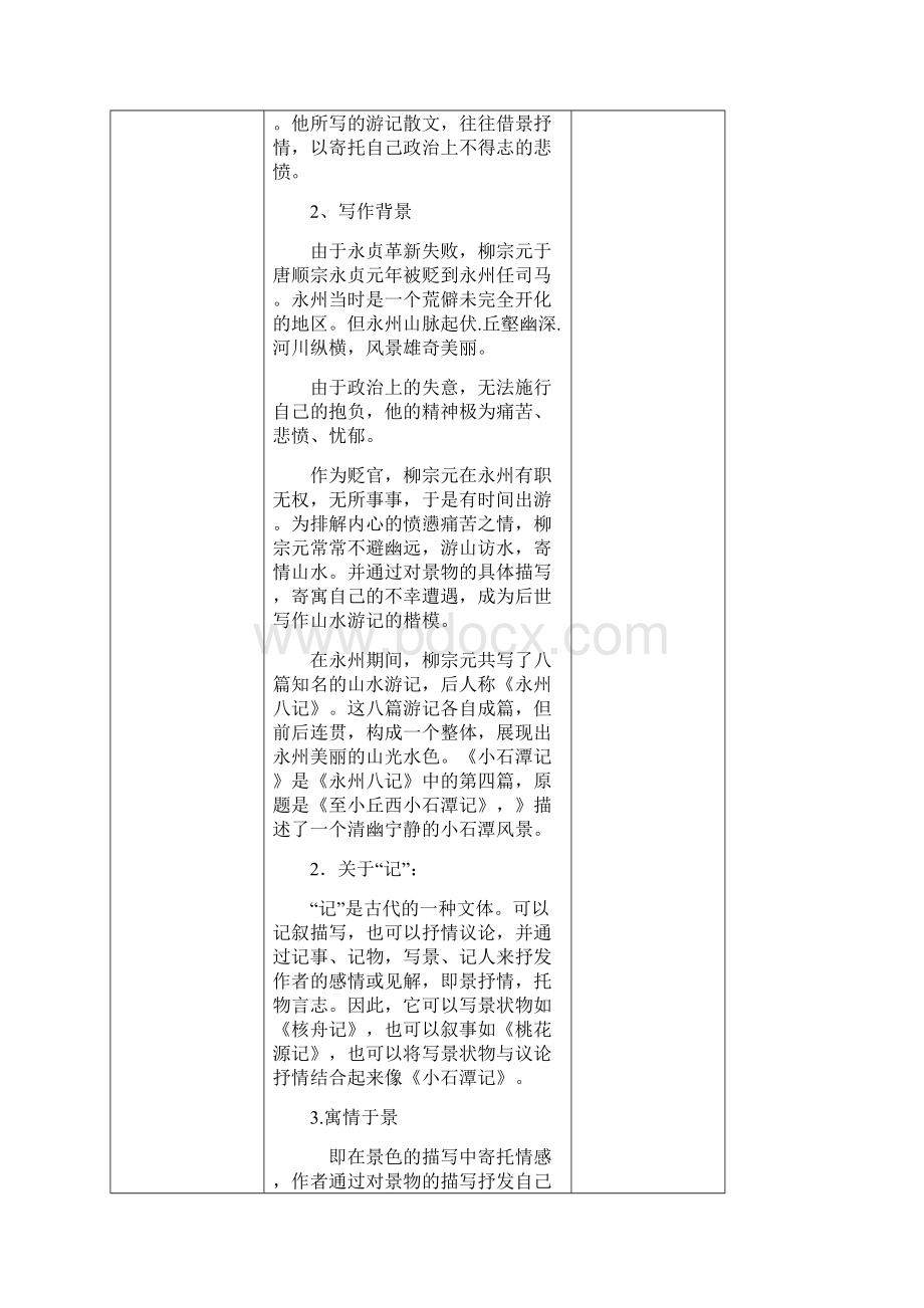 甘肃省白银市会宁县枝阳初级中学八年级语文上册《小石潭记》导学案无答案 北师大版.docx_第2页