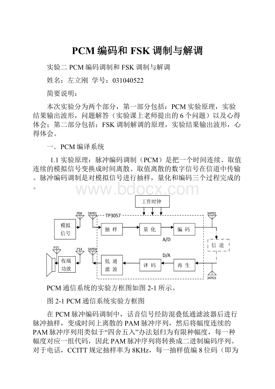 PCM编码和FSK调制与解调.docx