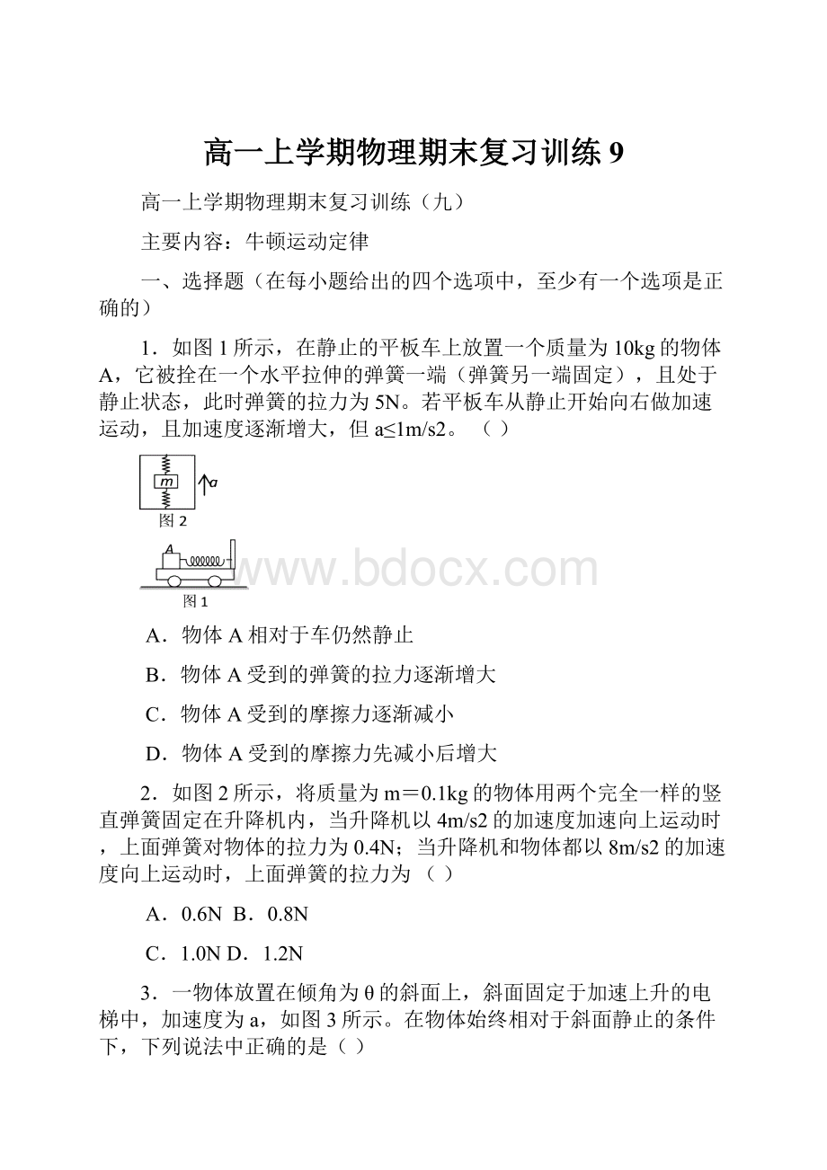 高一上学期物理期末复习训练9.docx