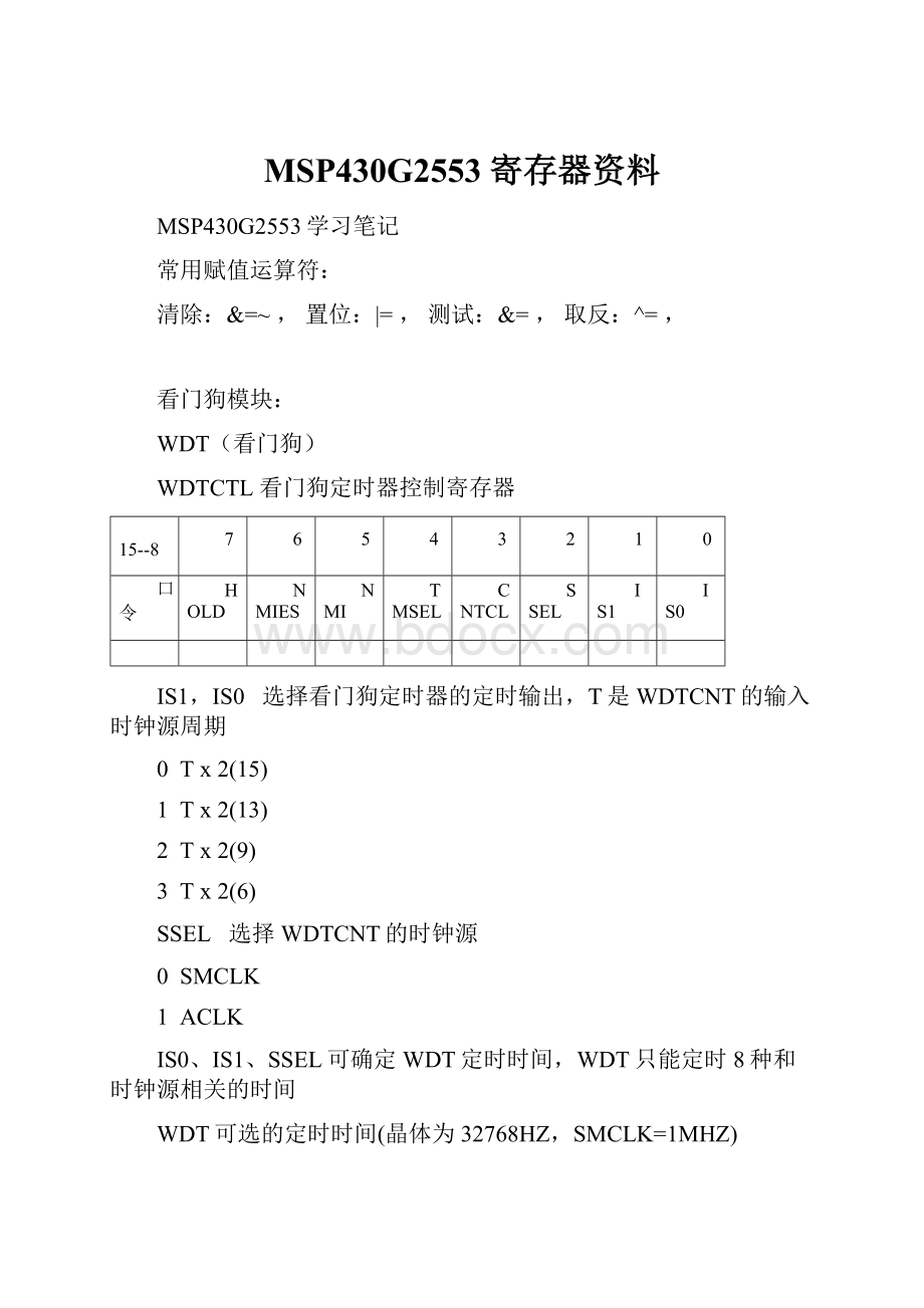 MSP430G2553寄存器资料.docx