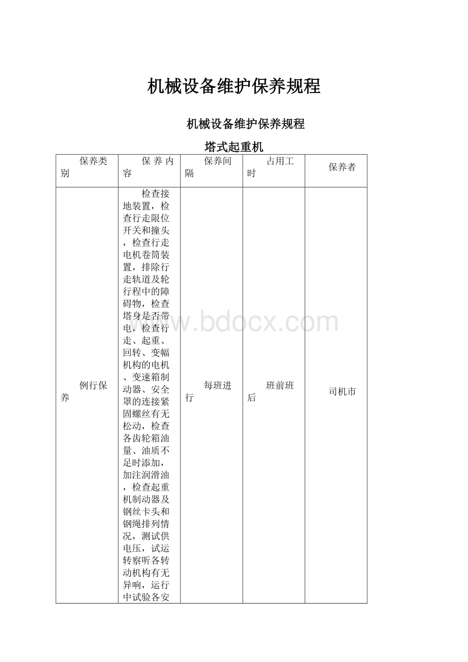 机械设备维护保养规程.docx