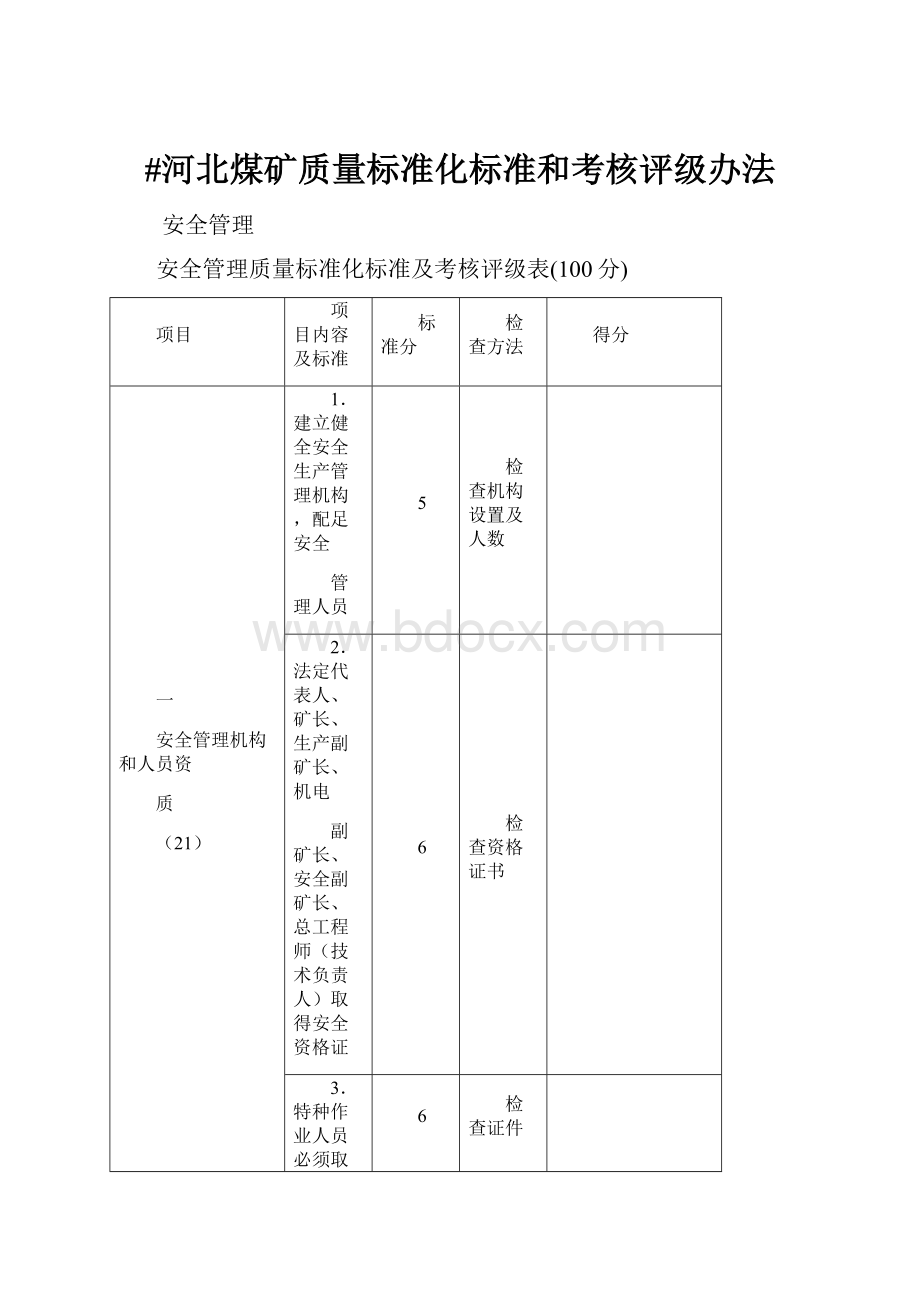 #河北煤矿质量标准化标准和考核评级办法.docx