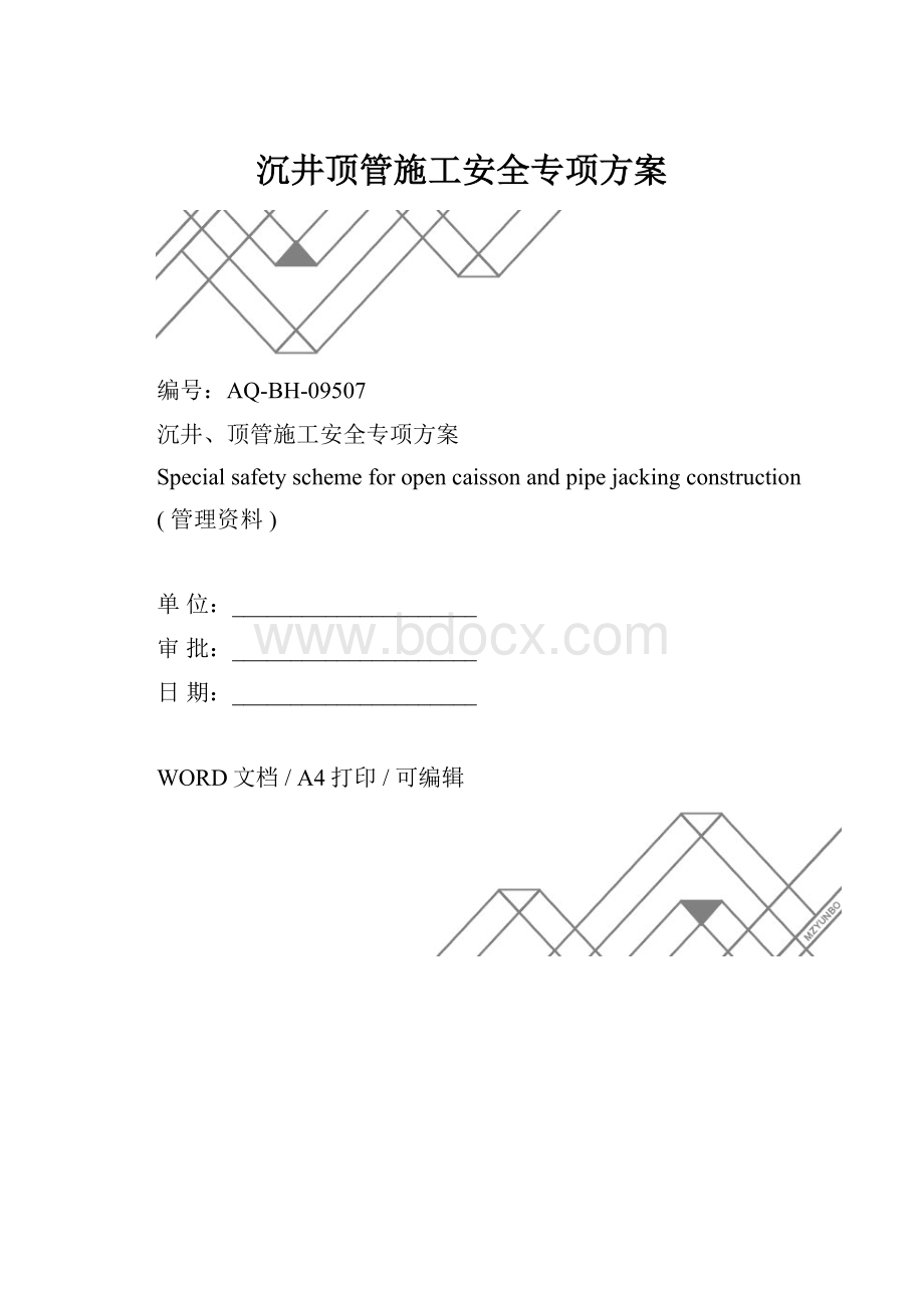 沉井顶管施工安全专项方案.docx