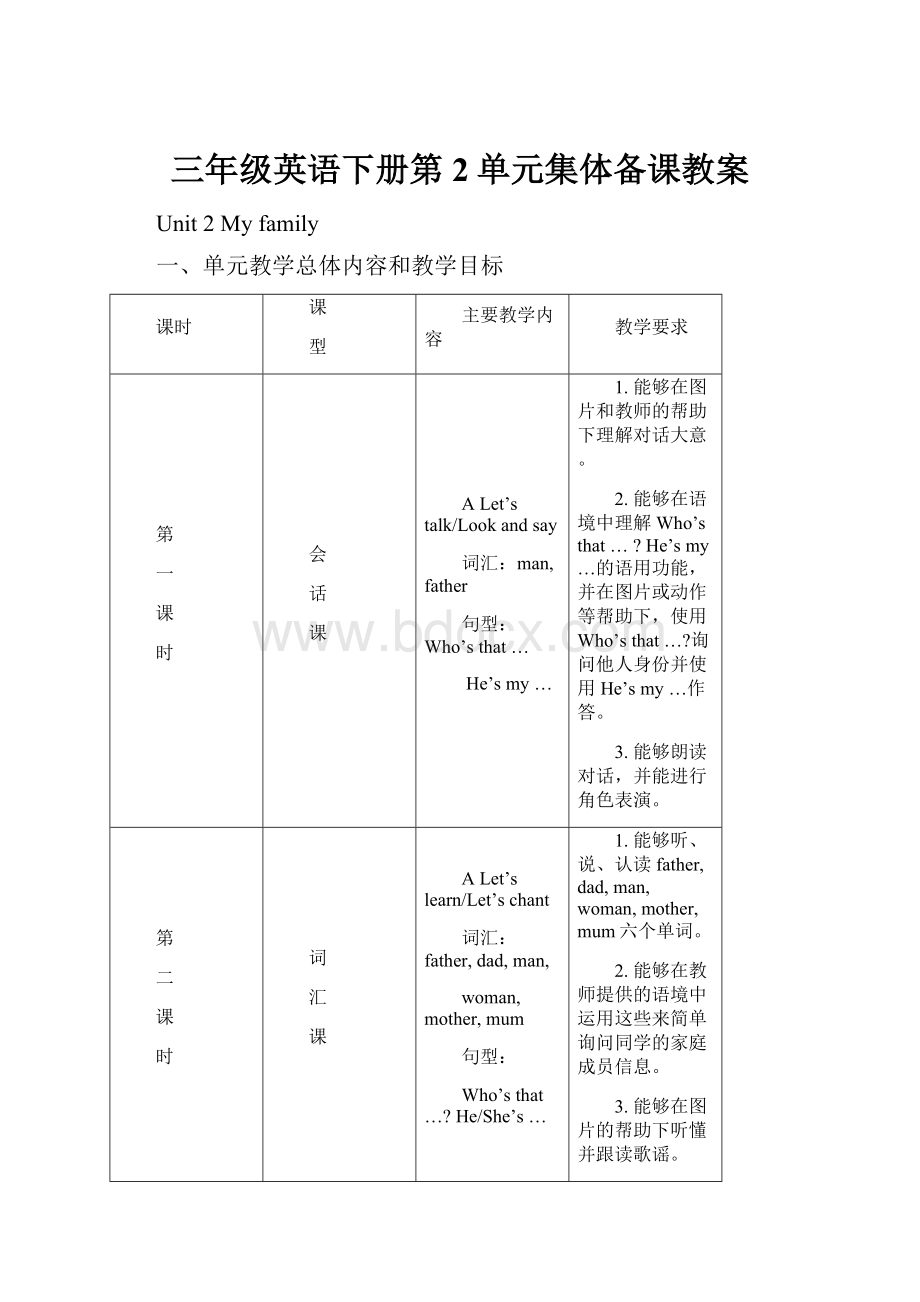 三年级英语下册第2单元集体备课教案.docx_第1页