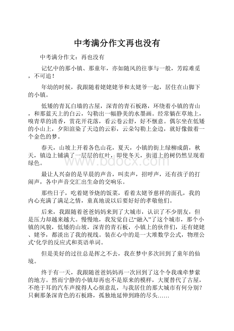 中考满分作文再也没有.docx