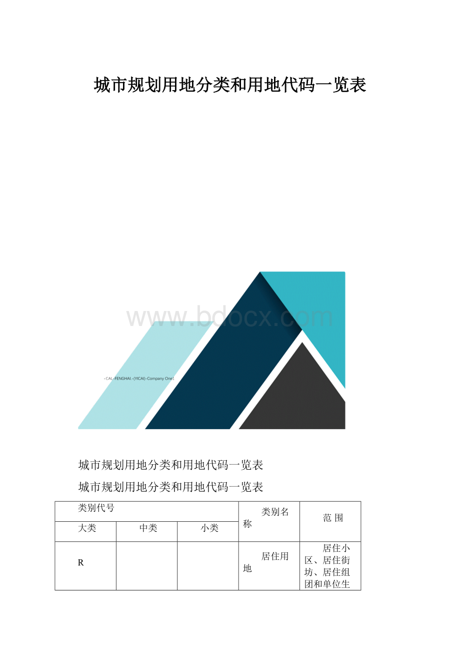 城市规划用地分类和用地代码一览表.docx_第1页