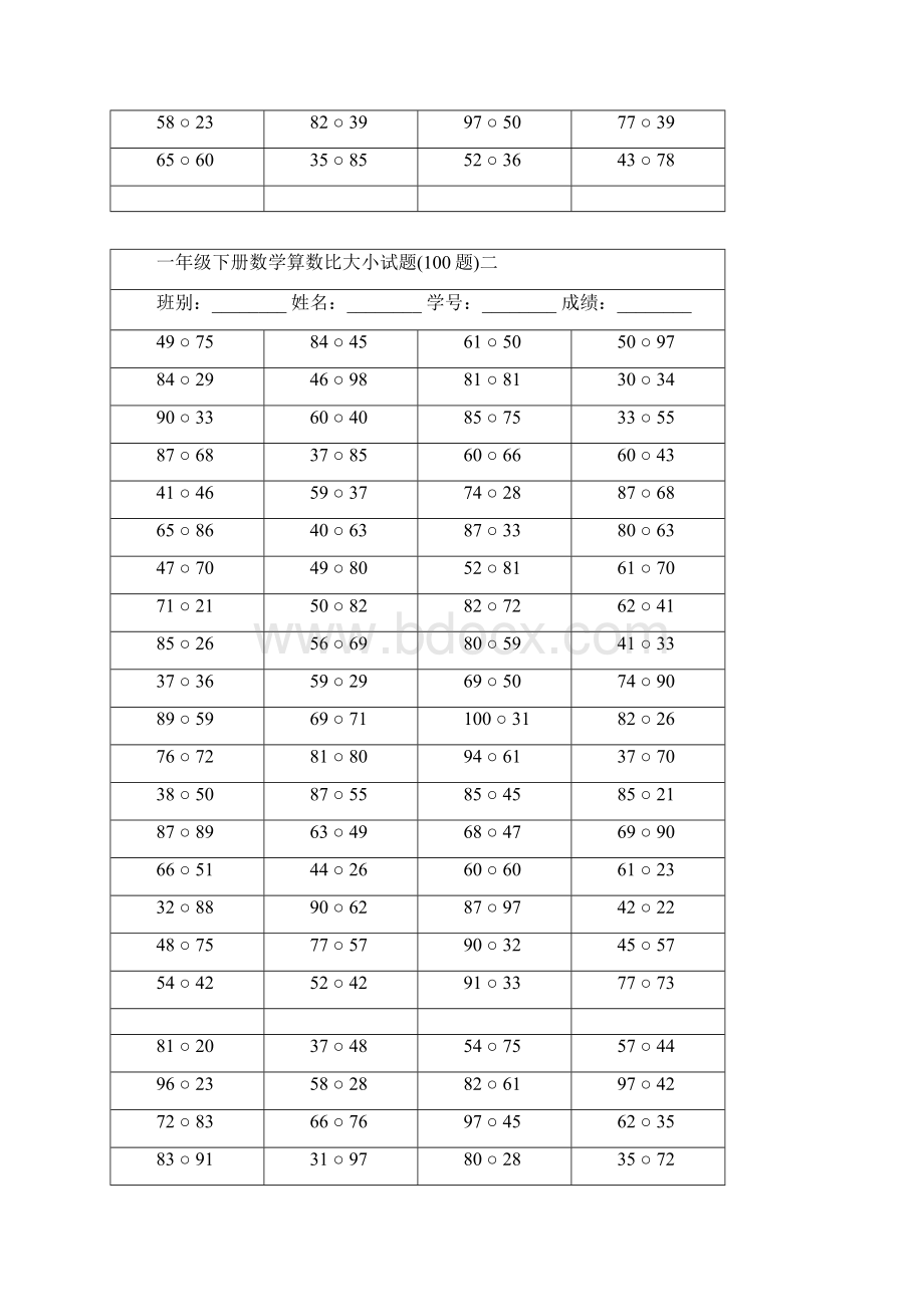 一年级下册数学算数比大小试题.docx_第2页