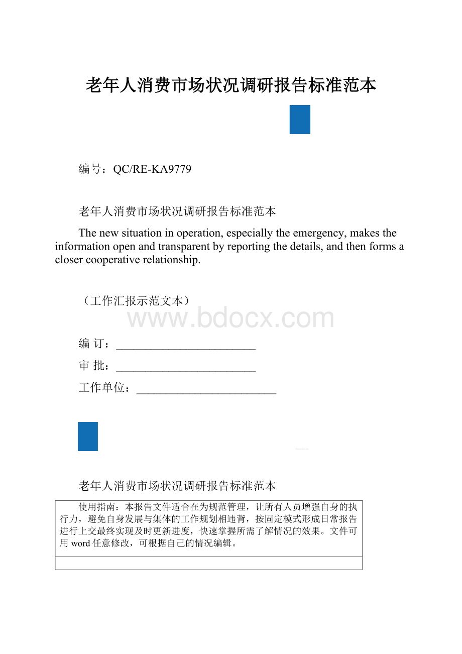 老年人消费市场状况调研报告标准范本.docx