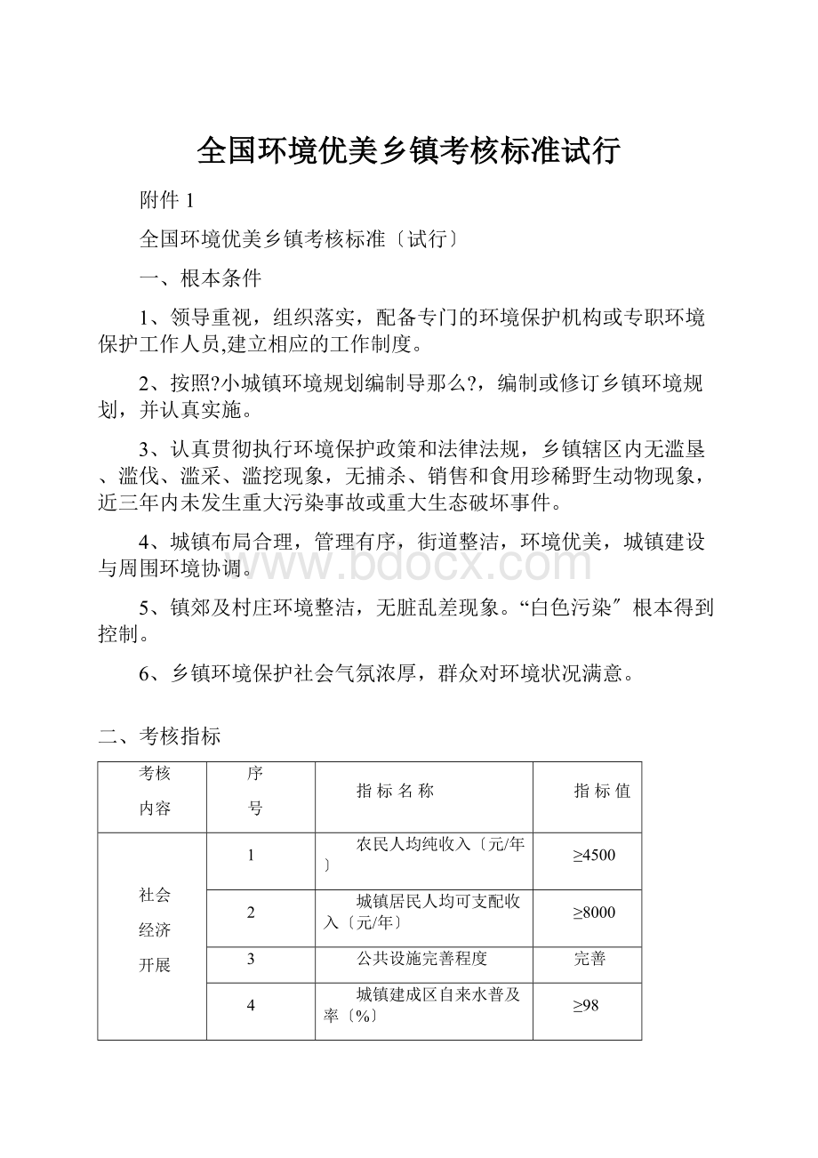 全国环境优美乡镇考核标准试行.docx