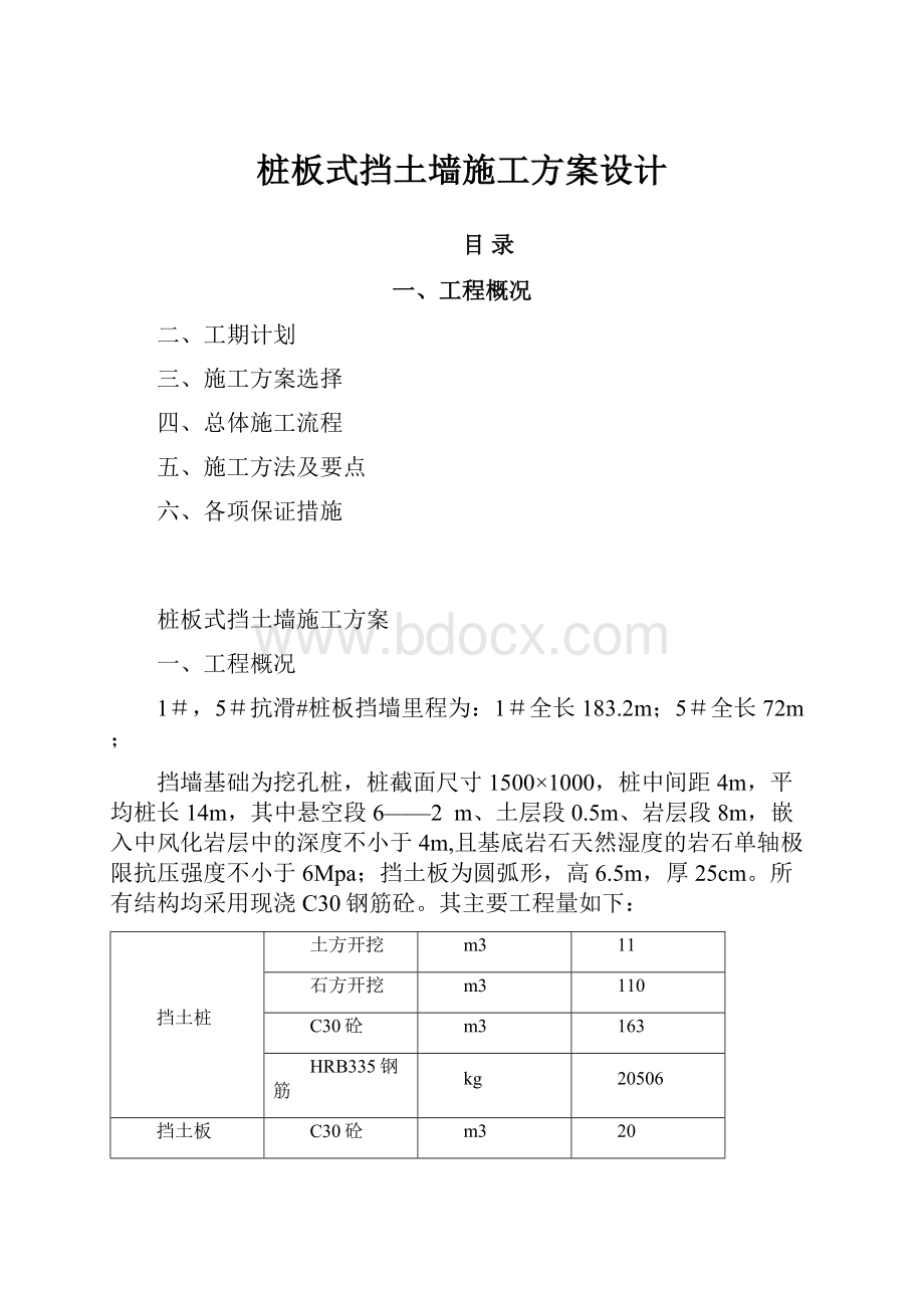 桩板式挡土墙施工方案设计.docx