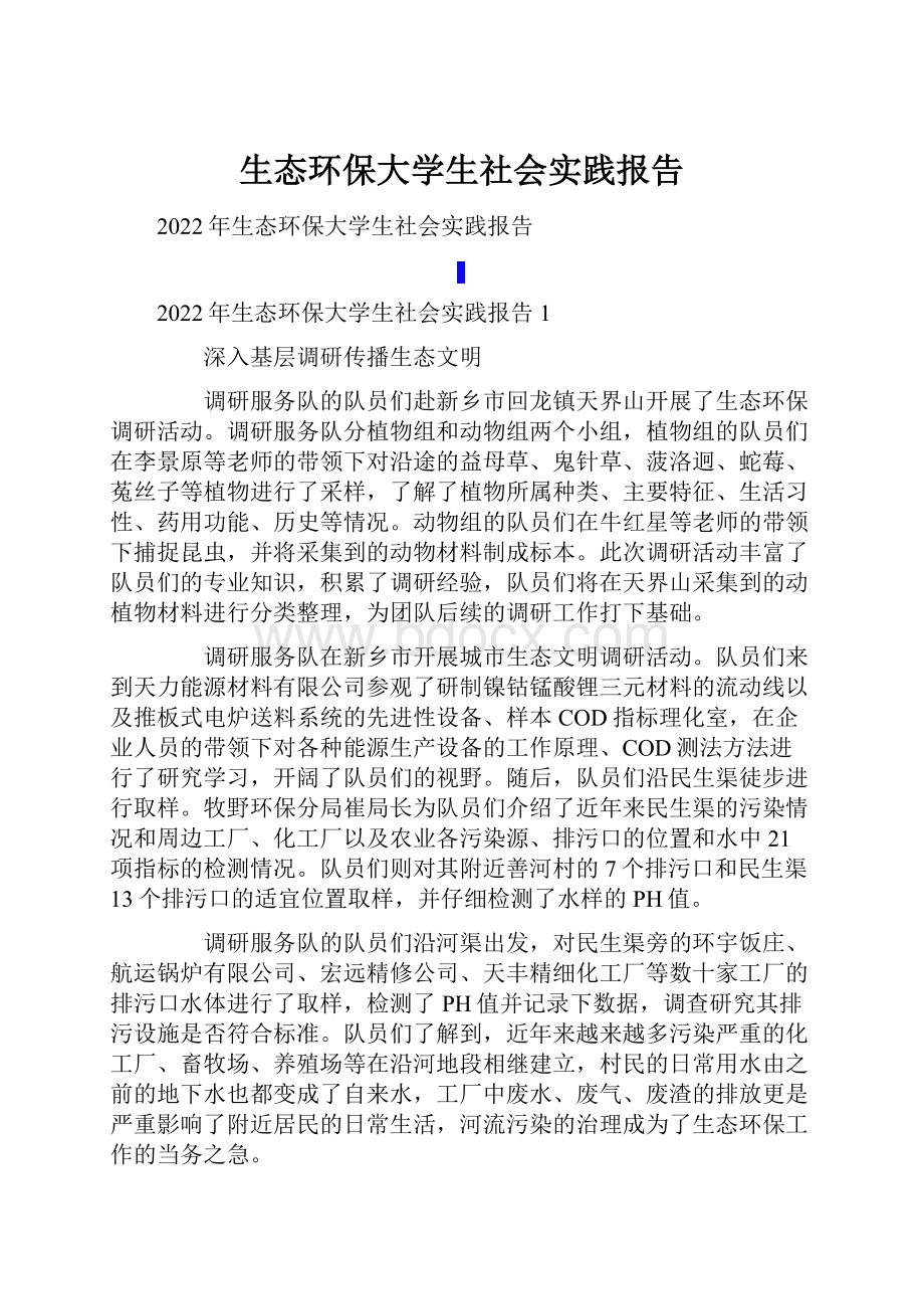 生态环保大学生社会实践报告.docx