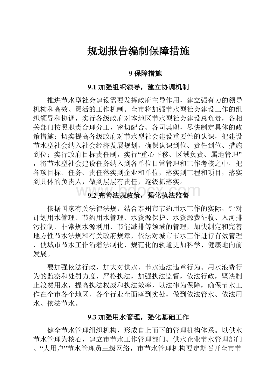 规划报告编制保障措施.docx