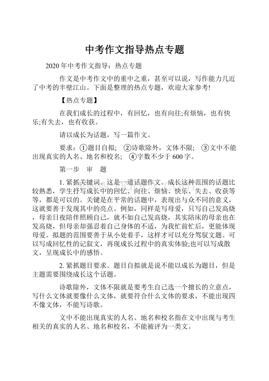 中考作文指导热点专题.docx