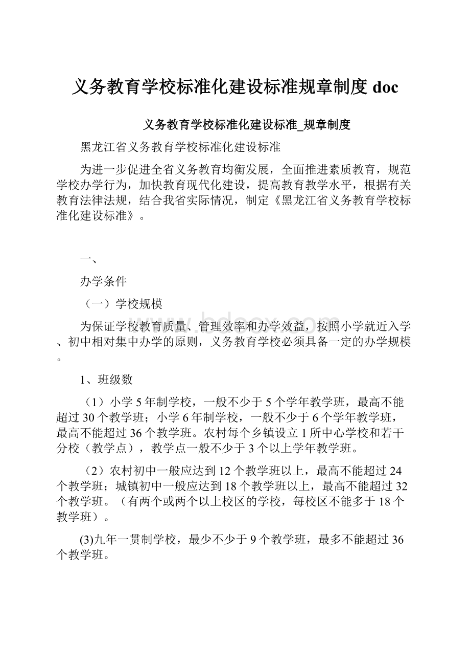 义务教育学校标准化建设标准规章制度doc.docx