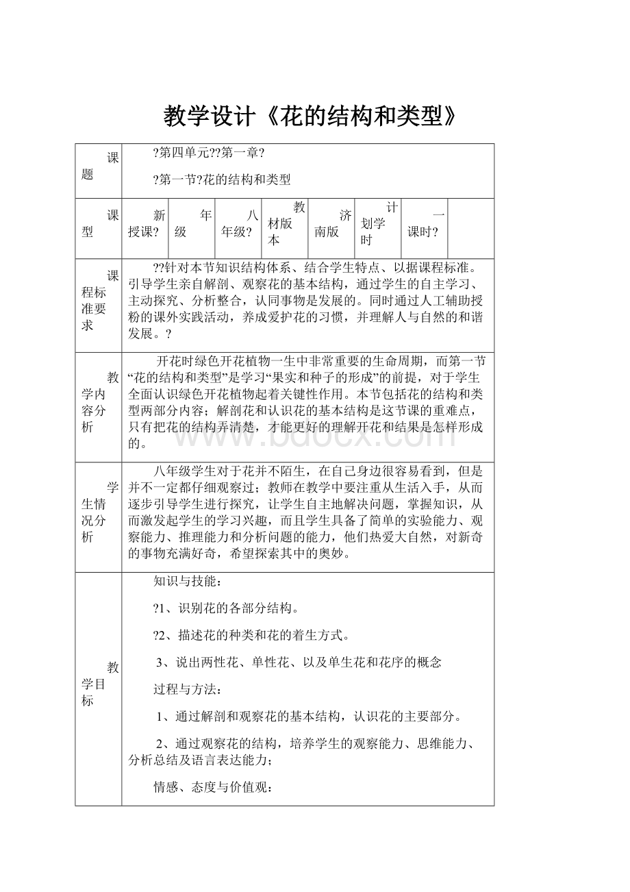 教学设计《花的结构和类型》.docx