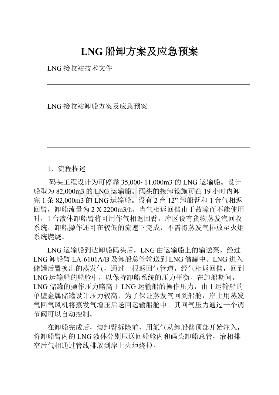 LNG船卸方案及应急预案.docx_第1页