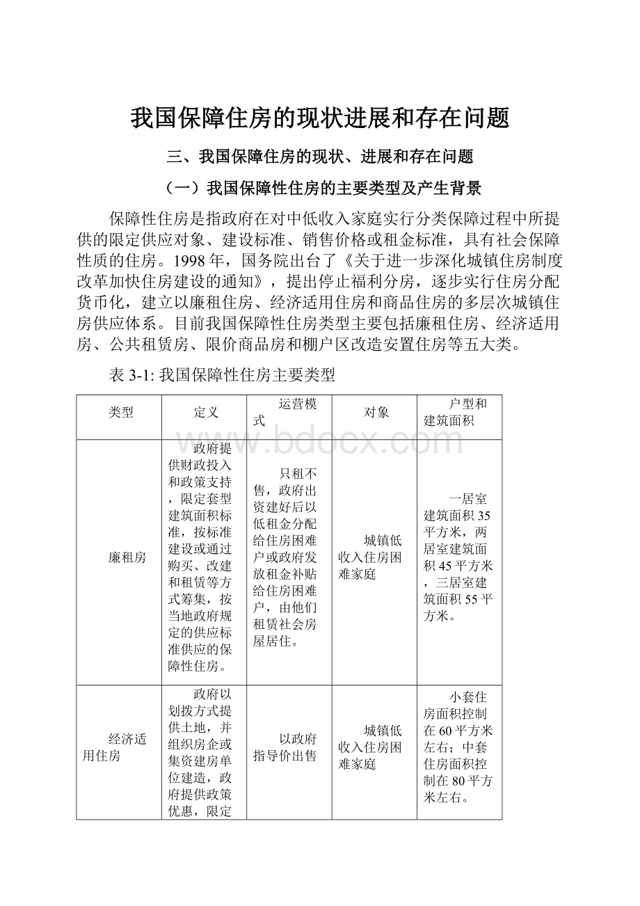 我国保障住房的现状进展和存在问题.docx_第1页