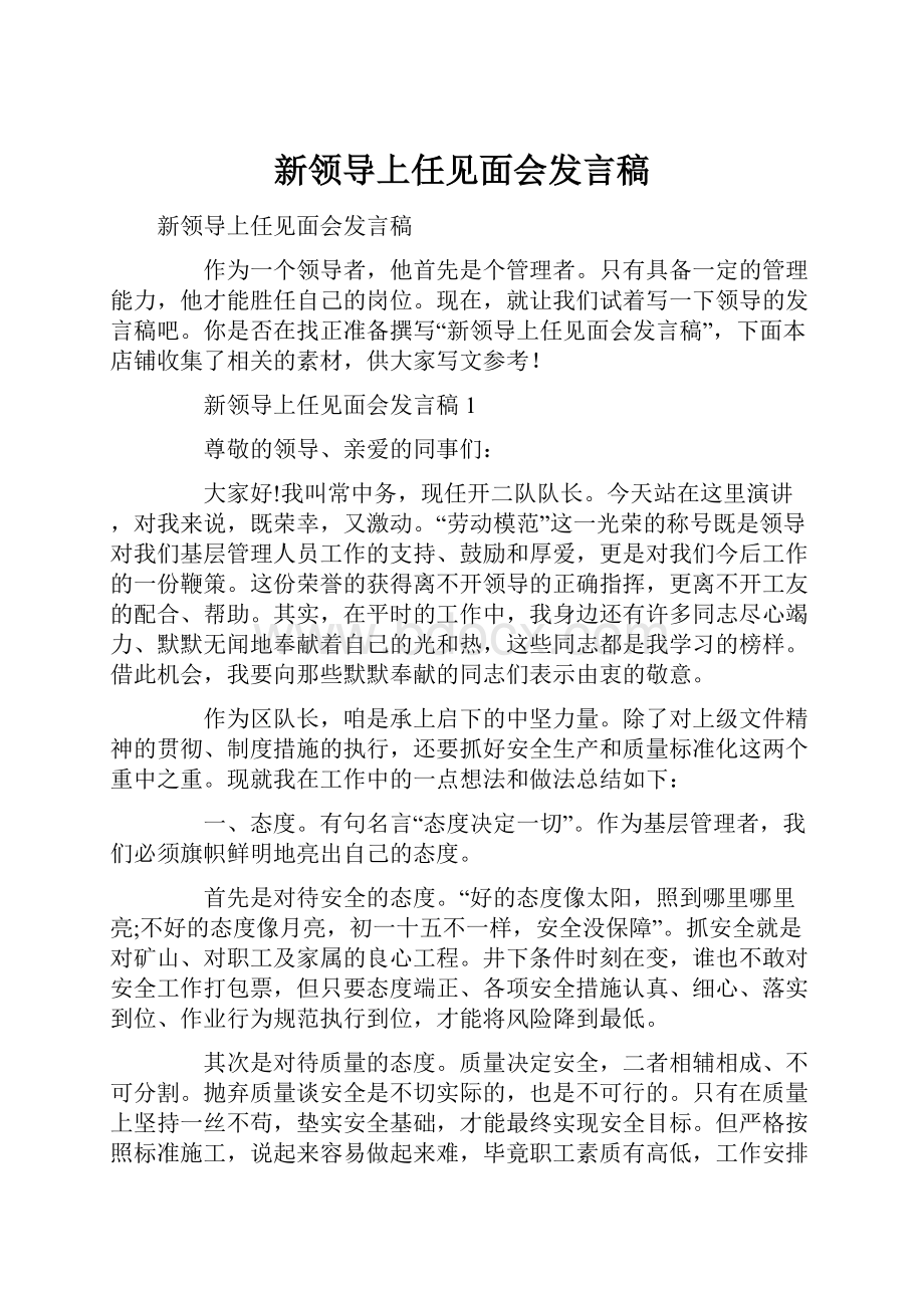 新领导上任见面会发言稿.docx