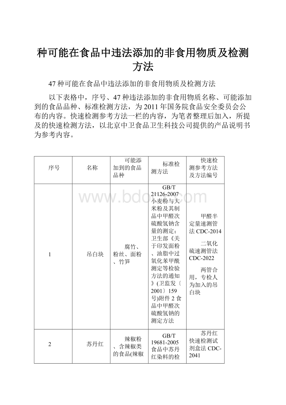 种可能在食品中违法添加的非食用物质及检测方法.docx