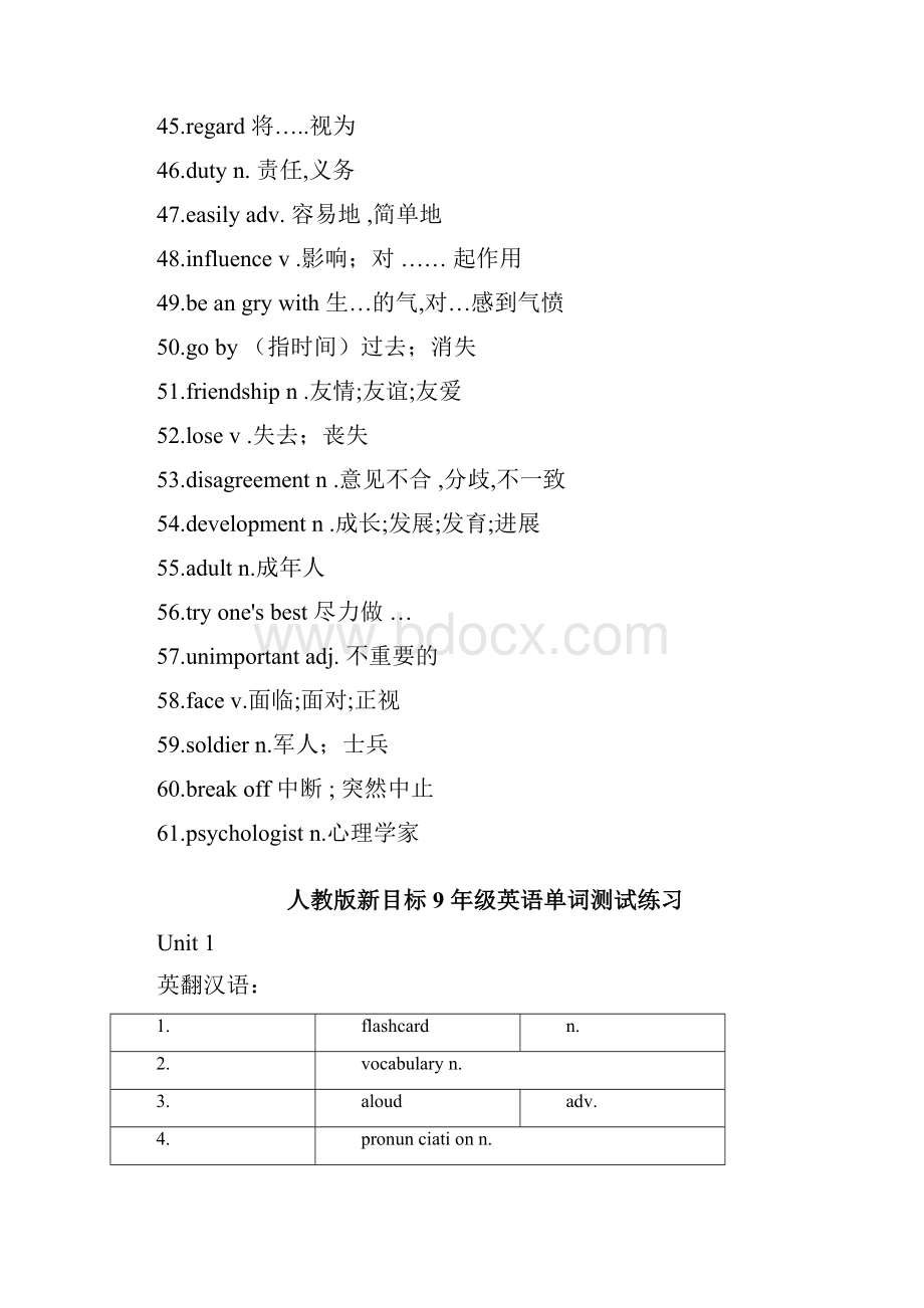 人教版新课标九年级英语单词及单词测试练习.docx_第3页