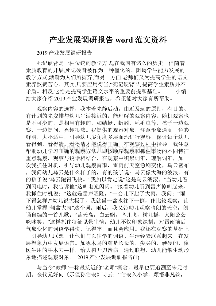 产业发展调研报告word范文资料.docx