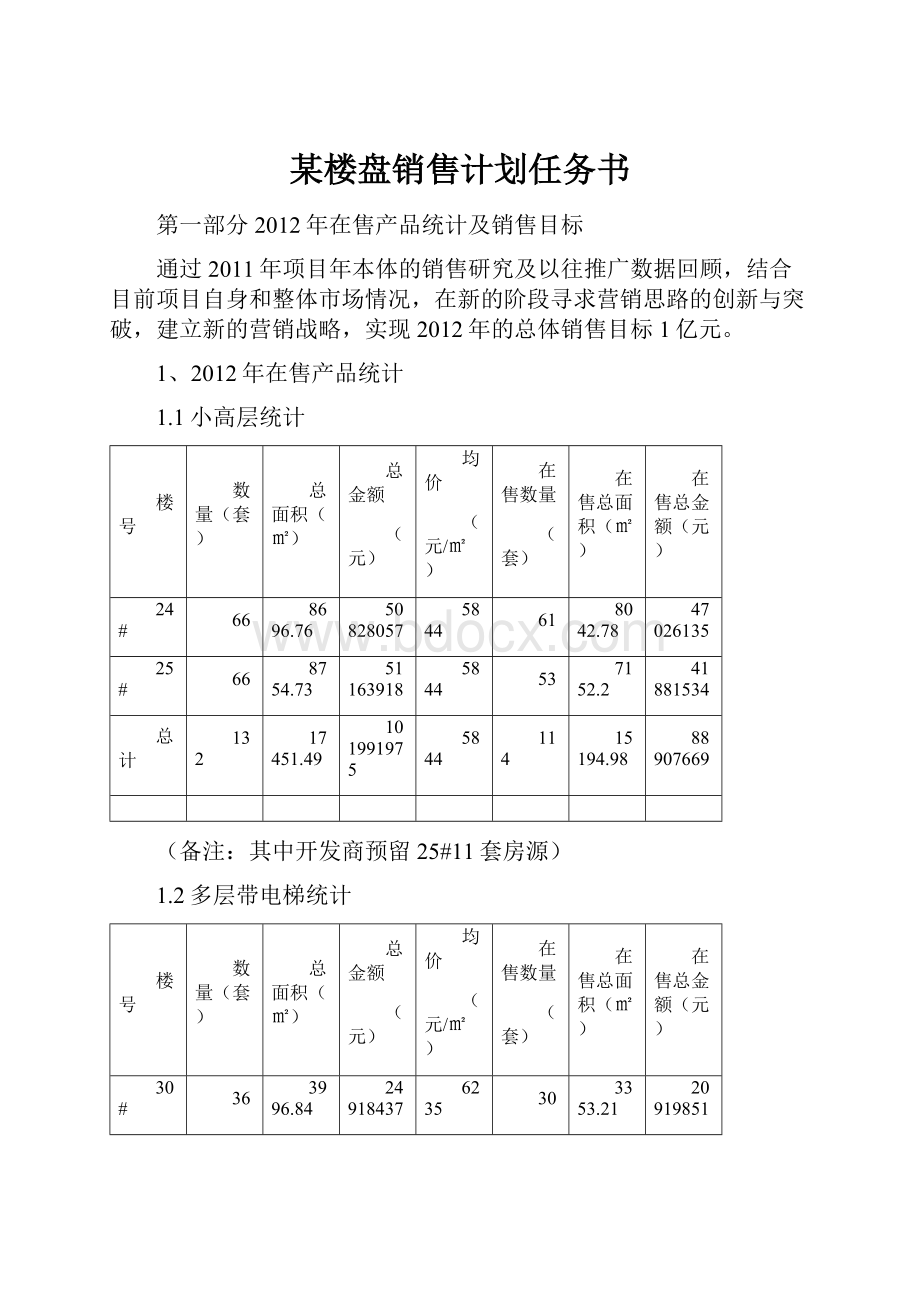 某楼盘销售计划任务书.docx