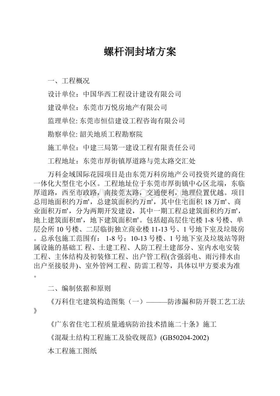 螺杆洞封堵方案.docx