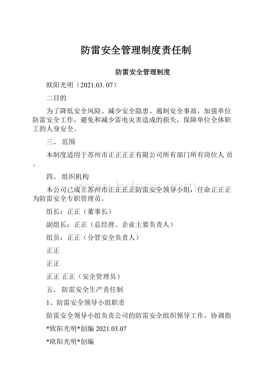 防雷安全管理制度责任制.docx