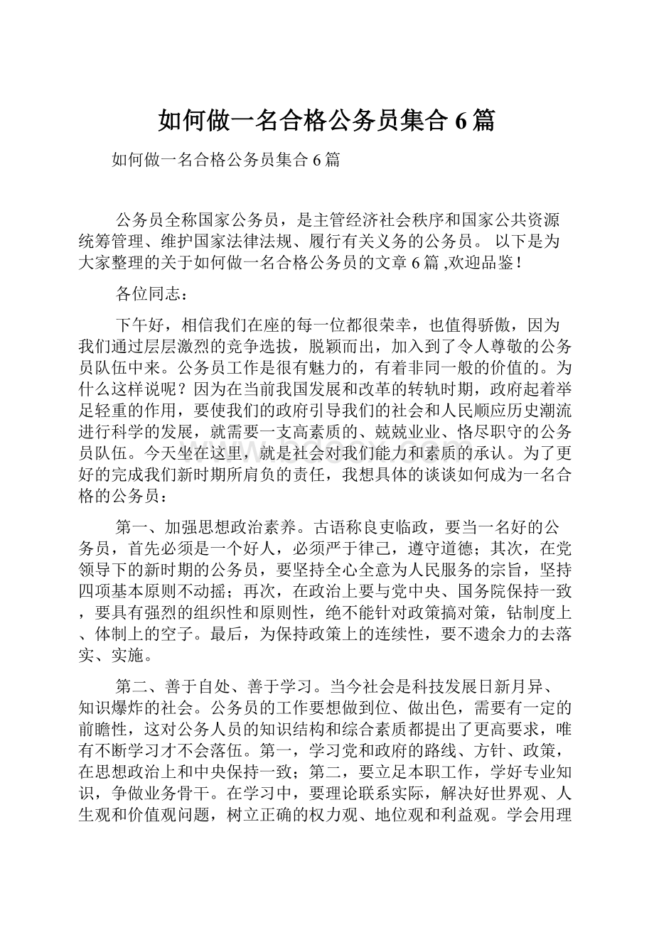 如何做一名合格公务员集合6篇.docx