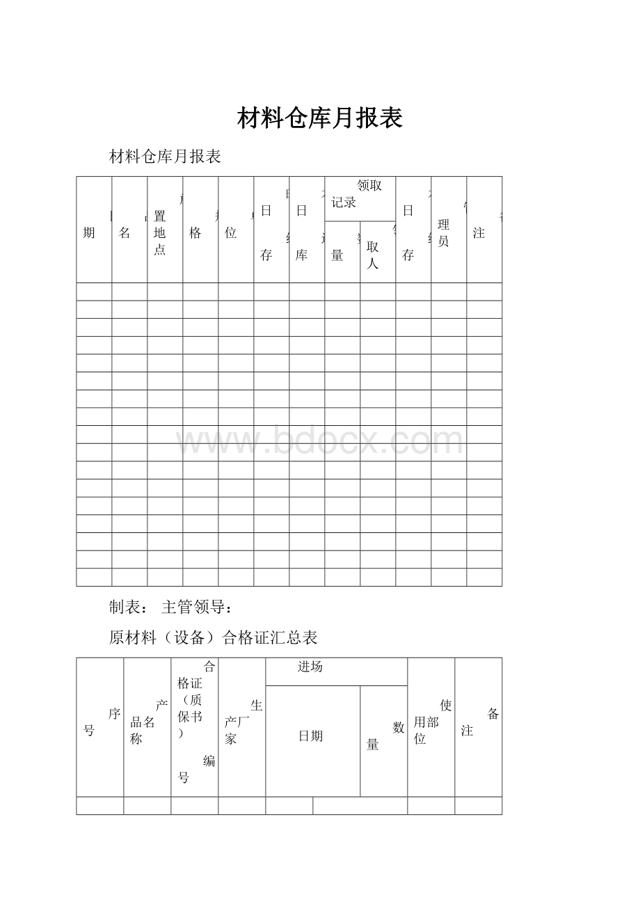 材料仓库月报表.docx