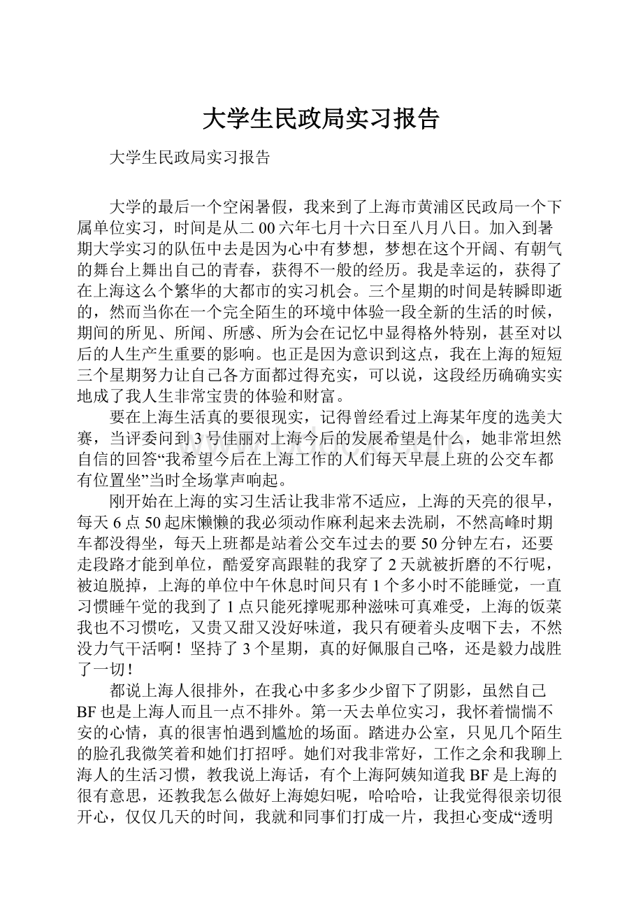 大学生民政局实习报告.docx