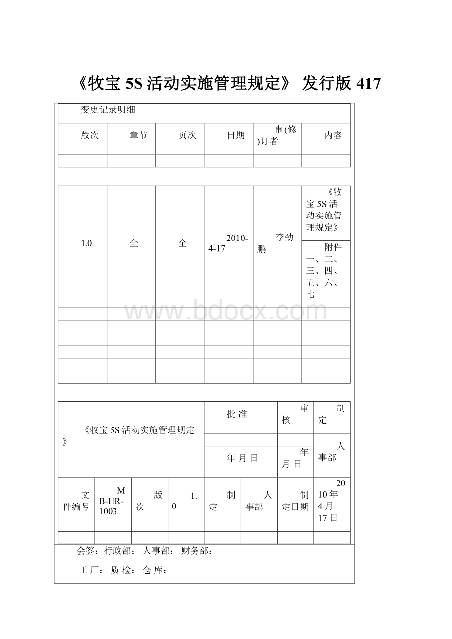 《牧宝5S活动实施管理规定》 发行版417.docx