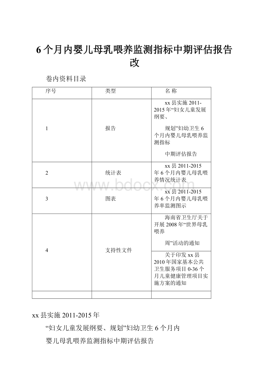 6个月内婴儿母乳喂养监测指标中期评估报告 改.docx