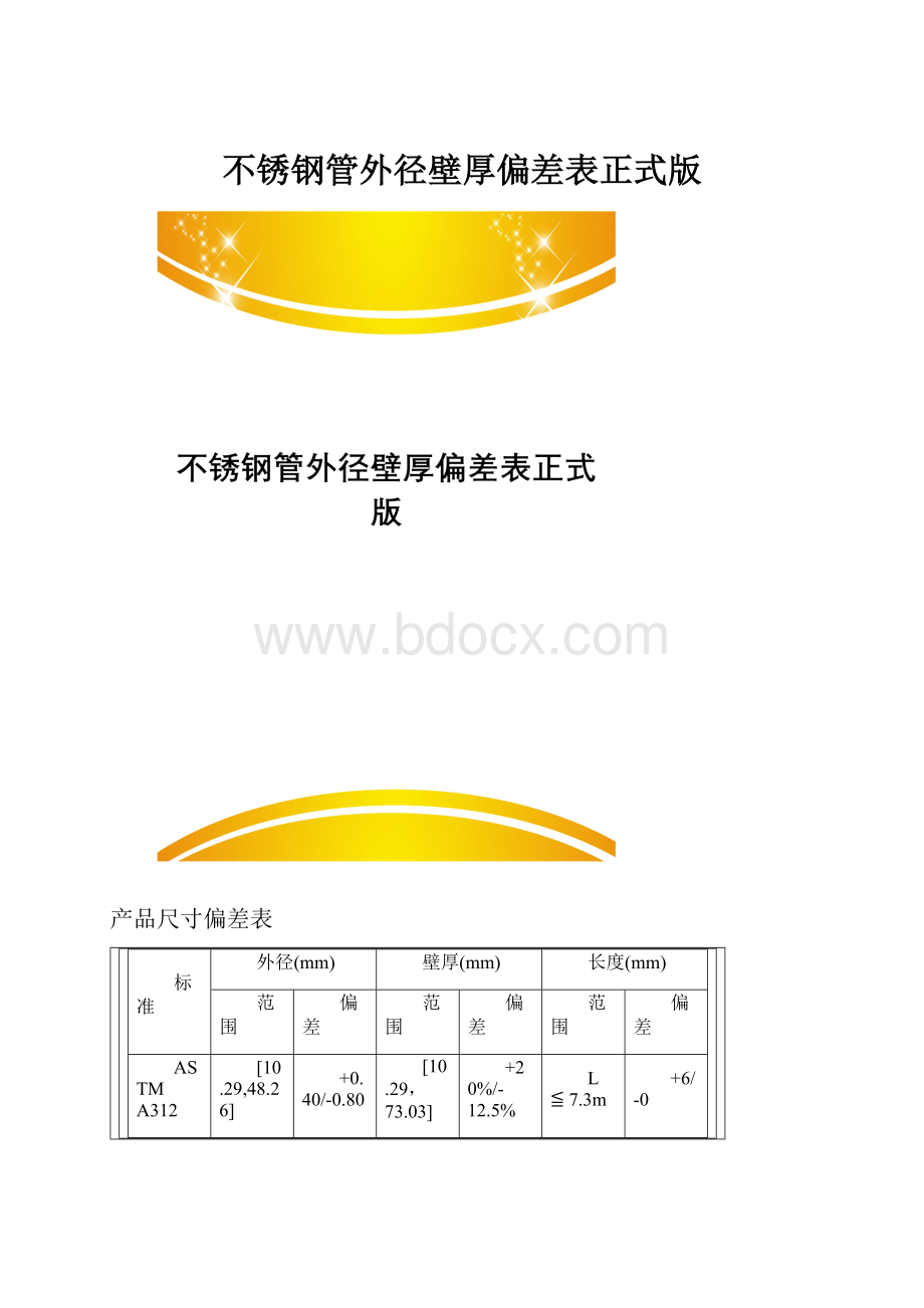 不锈钢管外径壁厚偏差表正式版.docx