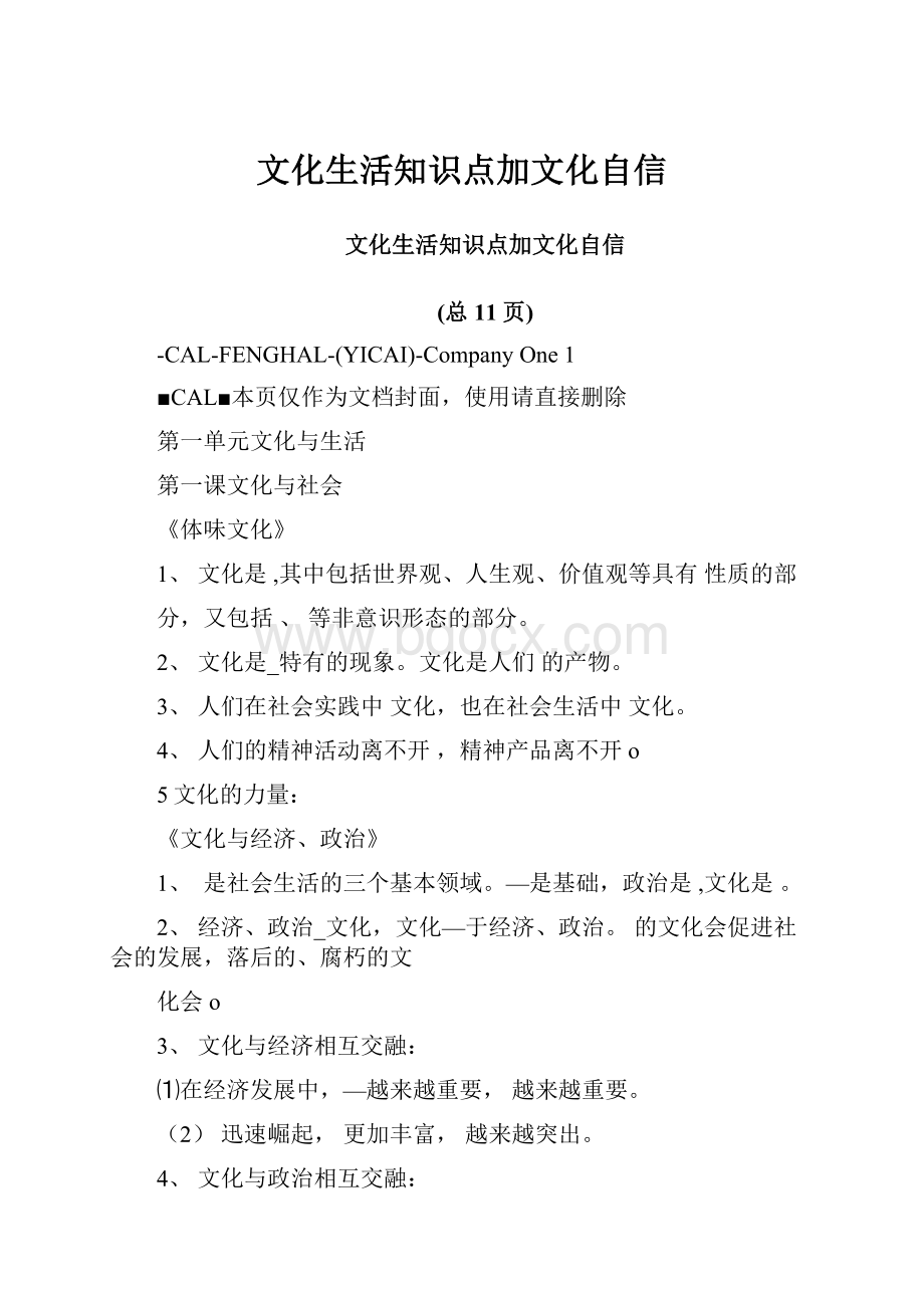 文化生活知识点加文化自信.docx