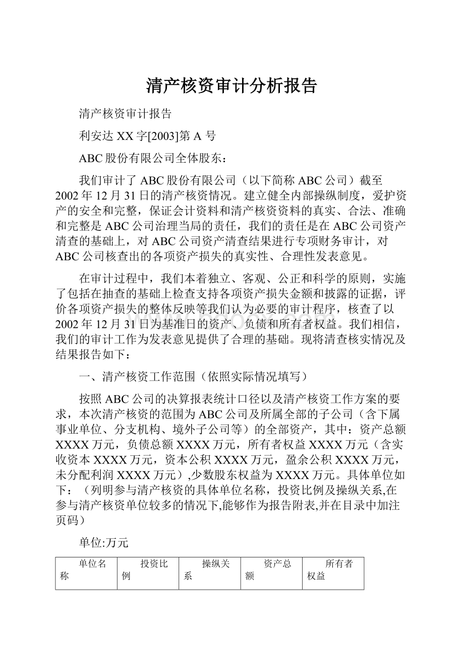 清产核资审计分析报告.docx