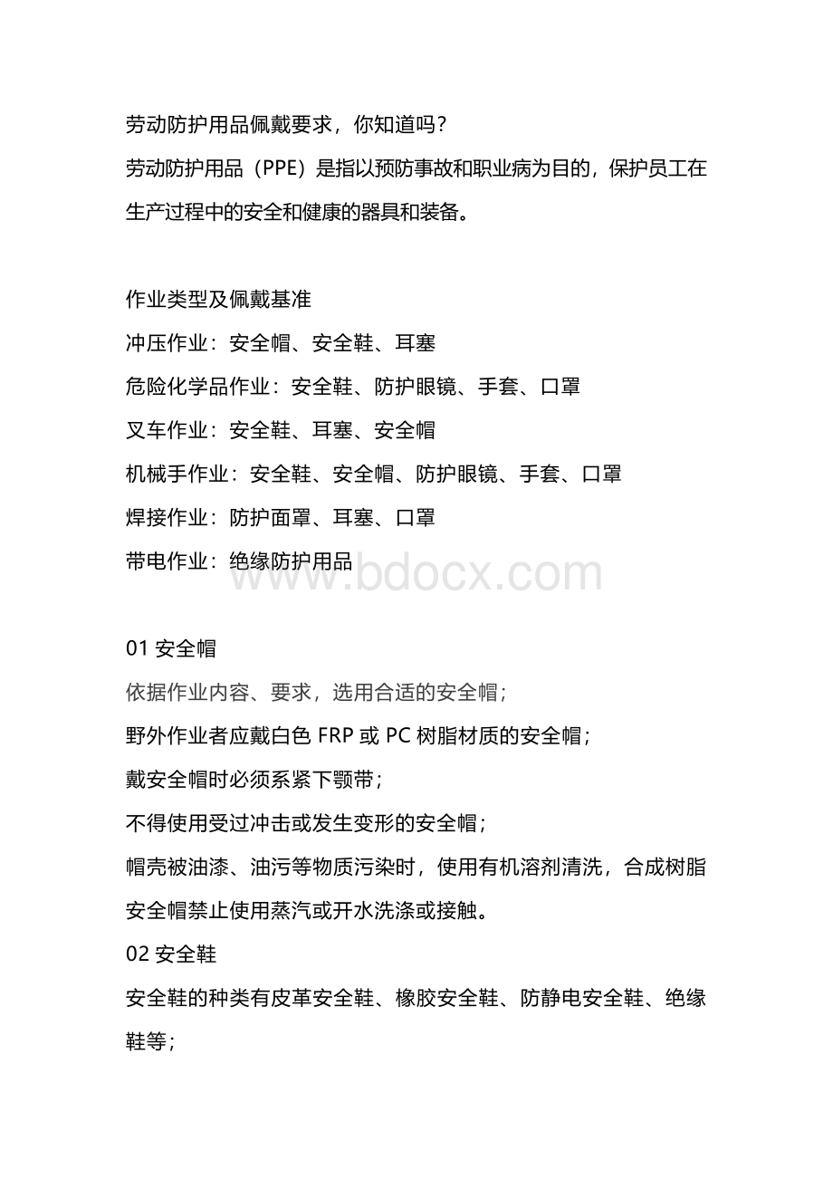 劳动防护用品佩戴要求.docx