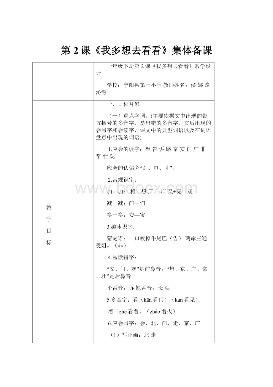 第2课《我多想去看看》集体备课.docx