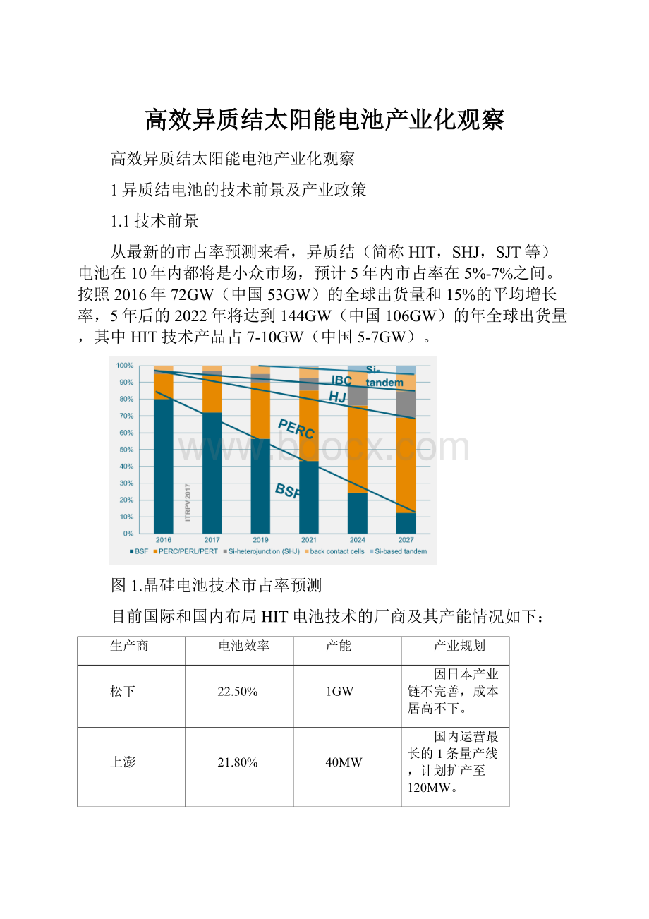 高效异质结太阳能电池产业化观察.docx